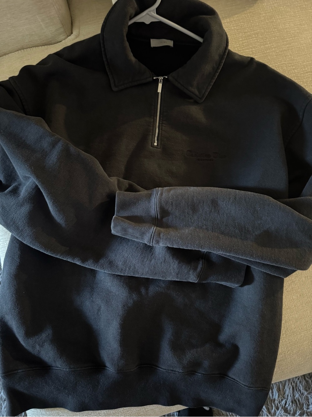 Men's Black Half-Zip Pullover Sweatshirt